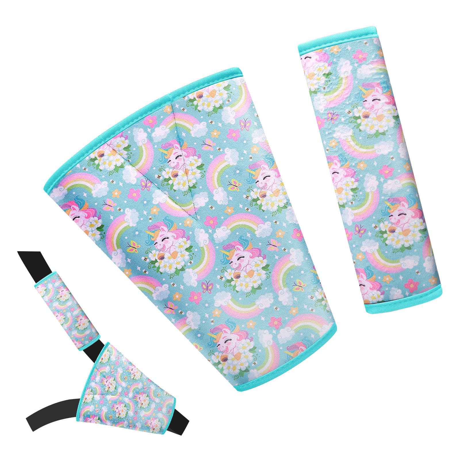 AMUSEPROFI super-soft car-seat-straps-pad-set shows plush material for gentle neck comfort on long trips.