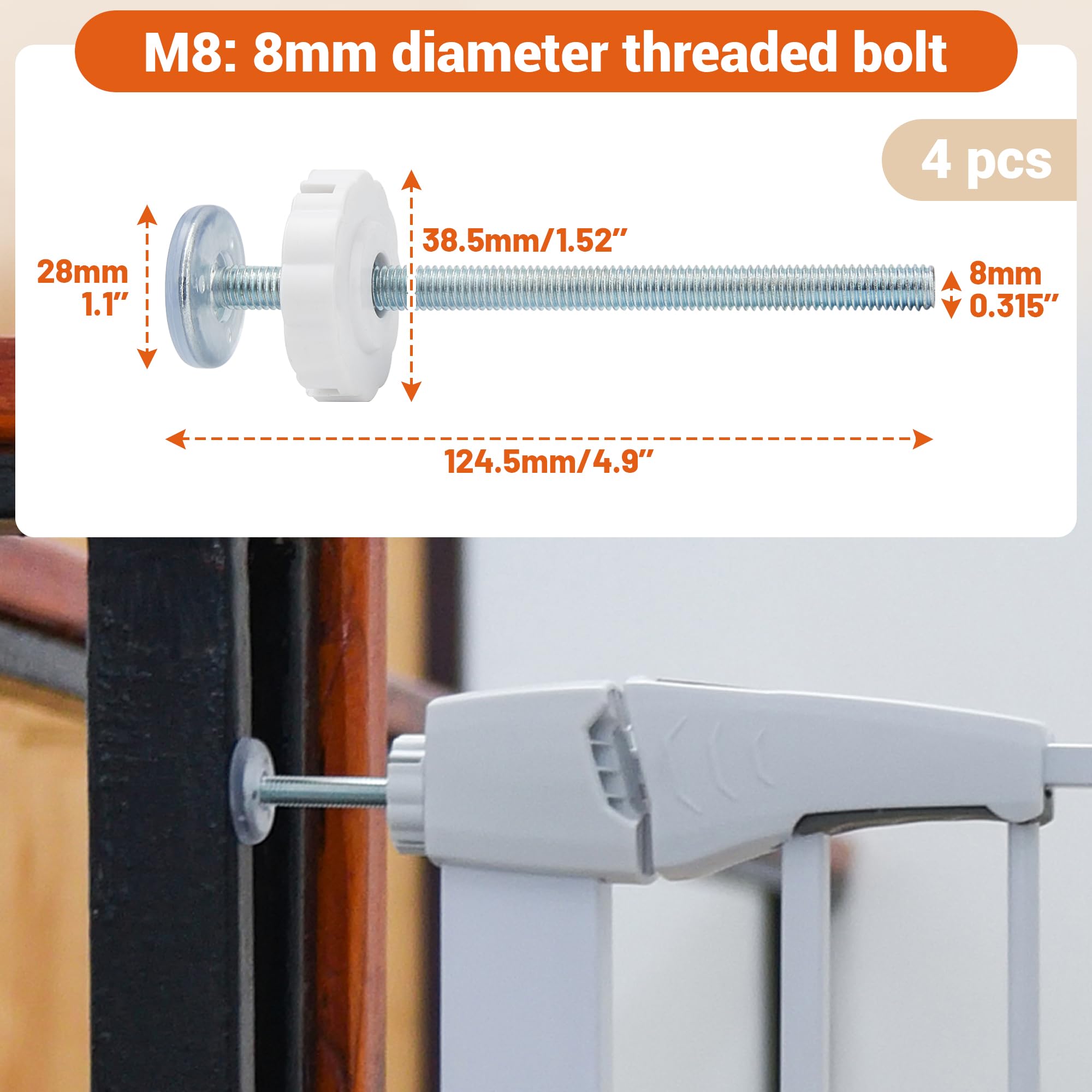 Amviner spindle rod M8 100mm extended for easy universal installation.