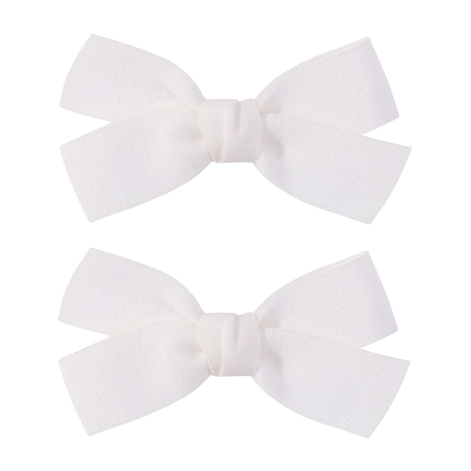 Amybasic adorable white hair bow clip set for baby girls enhances outfits with coordinated charm.
