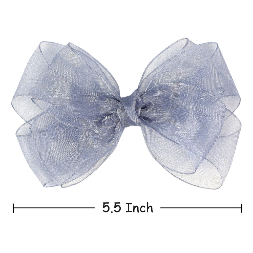 Amybasic gray organza double bow packaging display for gift-ready presentation.