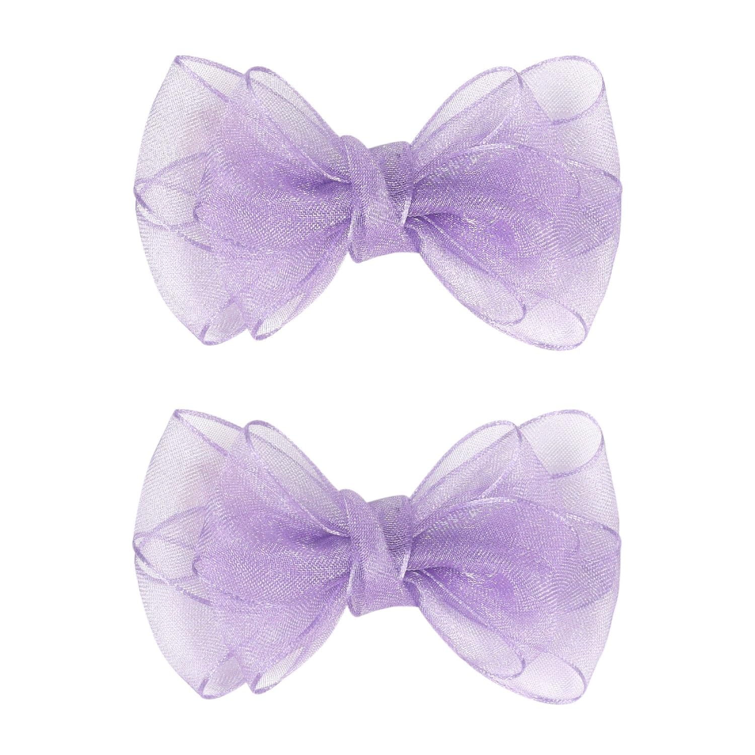 Amybasic organza bow 3.5-inch purple, pack of 2, ideal for party-ready hairstyles.