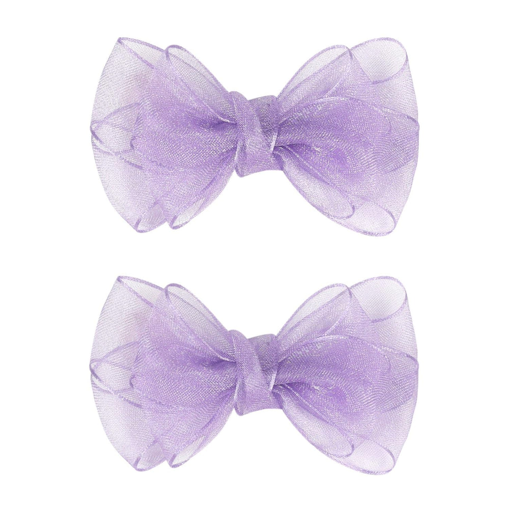 Amybasic organza bow 3.5-inch purple, pack of 2, ideal for party-ready hairstyles.