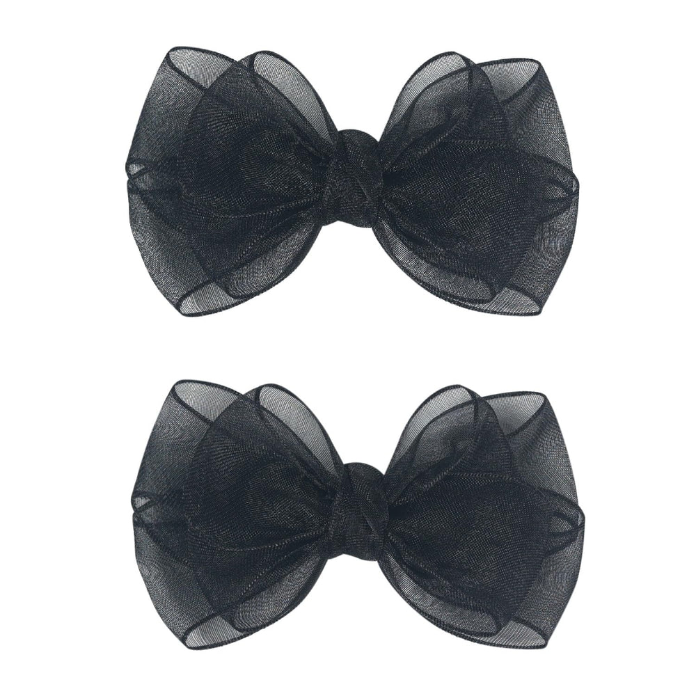 Amybasic organza bows in black closeup showing sheer elegance for special occasions