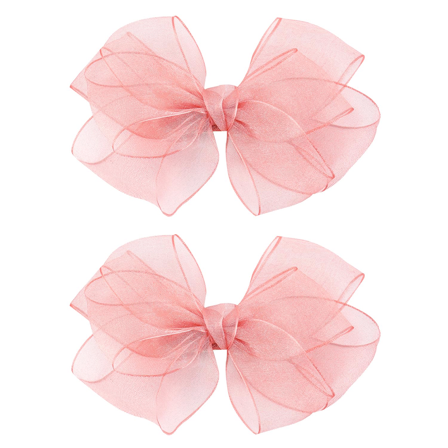 Amybasic organza double bow on alligator clip adds delicate pink elegance for everyday outfits