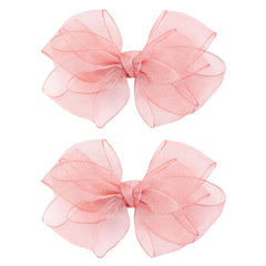 Amybasic organza double bow on alligator clip adds delicate pink elegance for everyday outfits