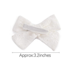AMYDECOR 3.2-inch girls white linen hair bow clip on ponytail adds cute flair