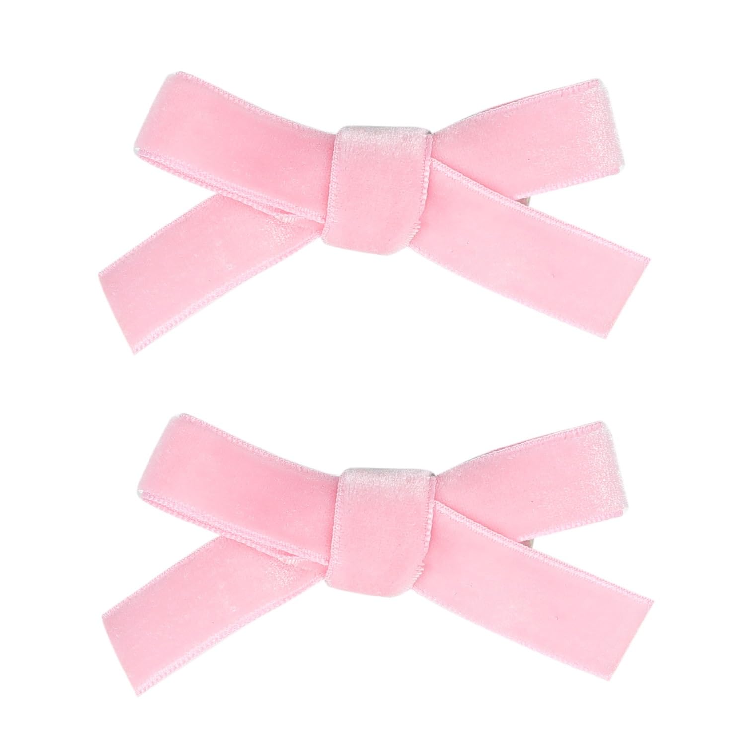 AMYDECOR velvet bow clips in pink for secure baby hairstyles.