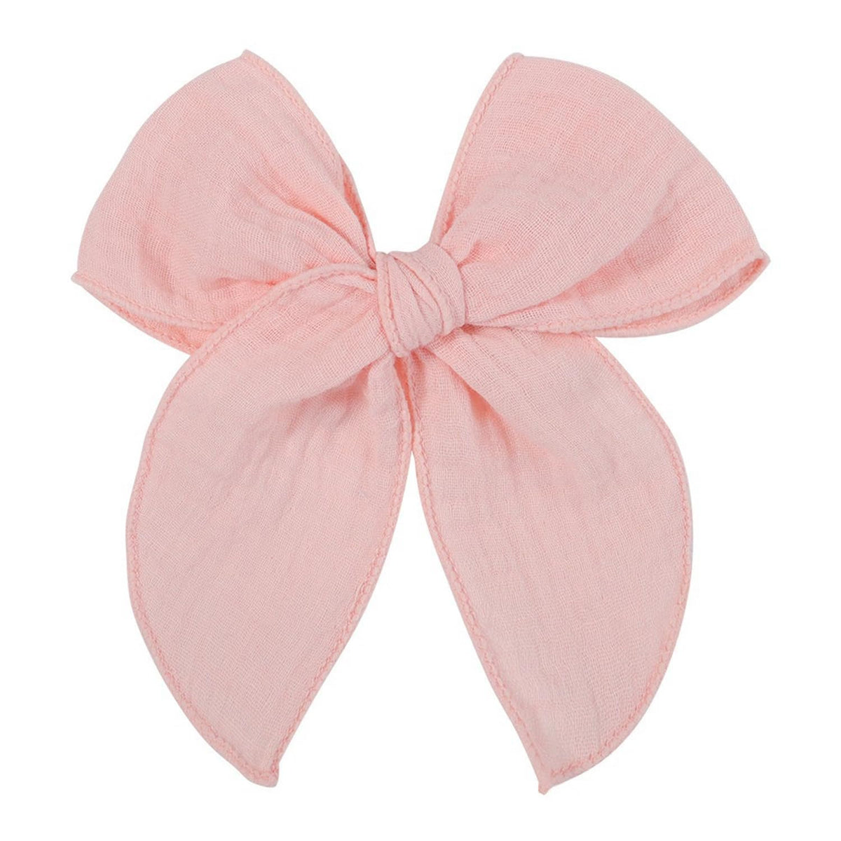 AMYDECOR pink fable bow front view showcases soft linen-cotton comfort.