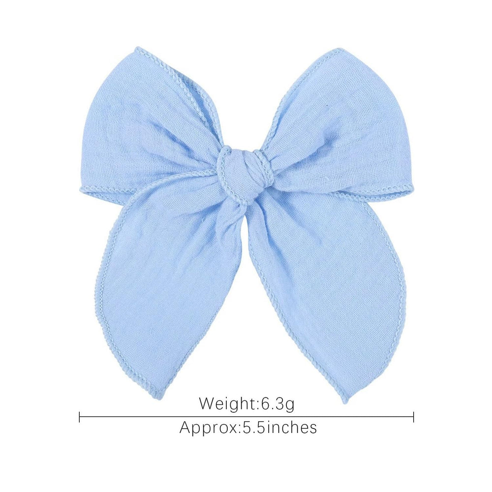 AMYDECOR sky blue fable bow texture highlights linen-cotton charm