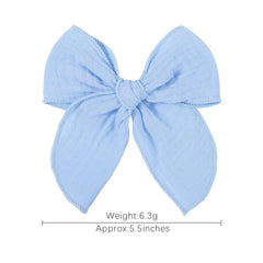 AMYDECOR sky blue fable bow texture highlights linen-cotton charm