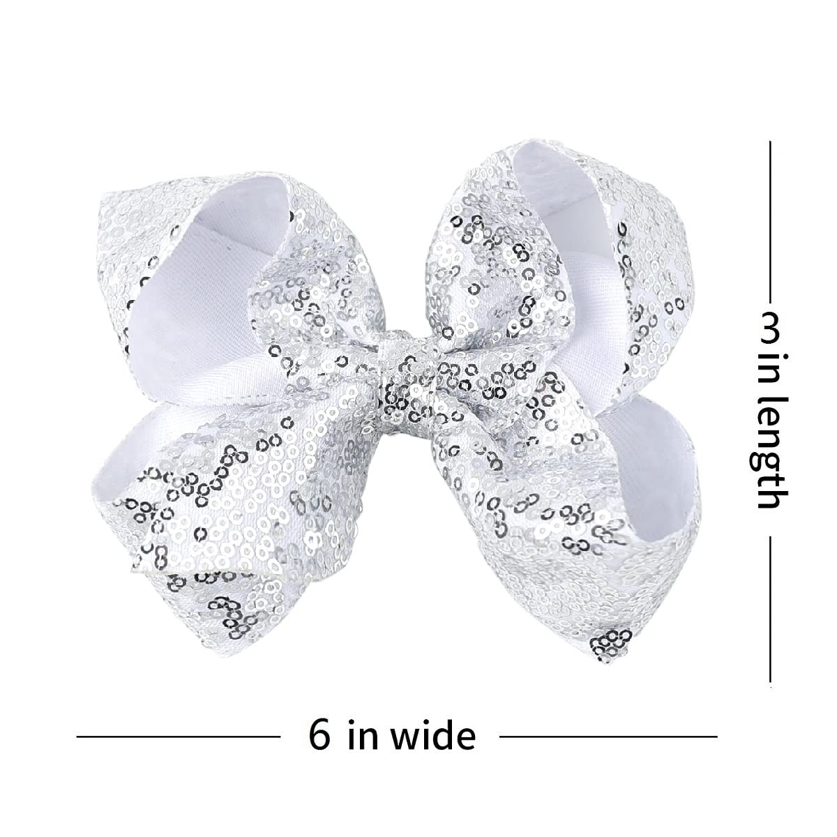 AMYDECOR 6inch silver bow with sturdy clip helps keep hairstyle neat all day.