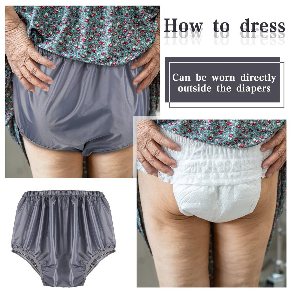 Amyhill leakproof underwear worn over cloth diaper demonstrates discreet coverage