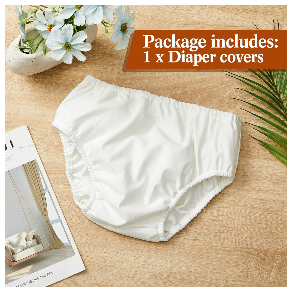 Amylove swim diaper cover waterproof fabric close-up demonstrates leak resistance