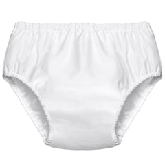 Amylove swim diaper cover white front view showing discreet pool-ready protection