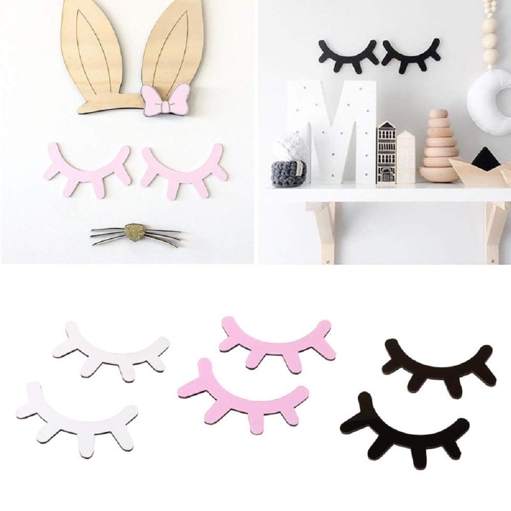 Amyzor wooden eyelash wall art in Nordic style enhances kid rooms.