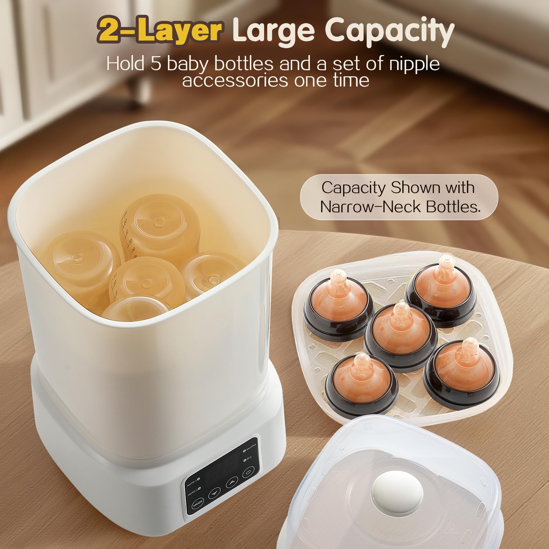 AMZBABYCHEF-360-degree-drying-technology captures complete drying of nipples and threads.