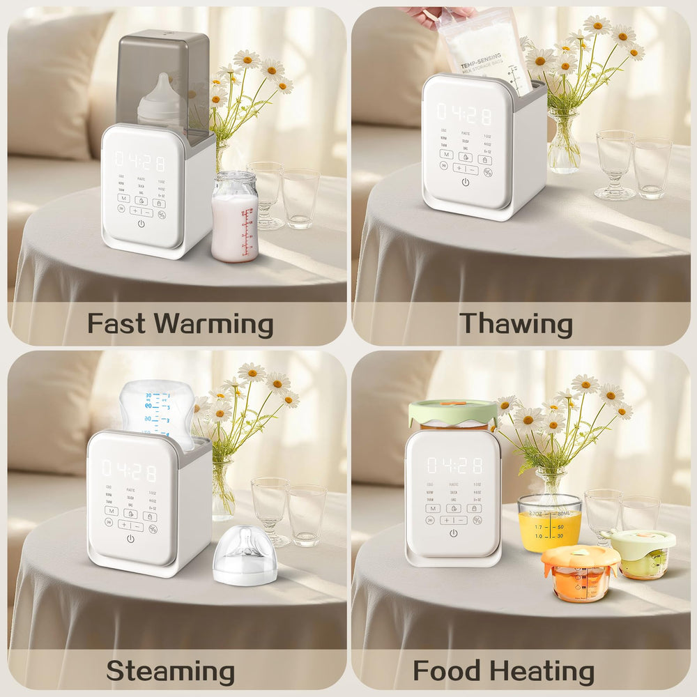 AMZBABYCHEF warmer with auto shut-off and beep reminder for safe, hands-free operation.