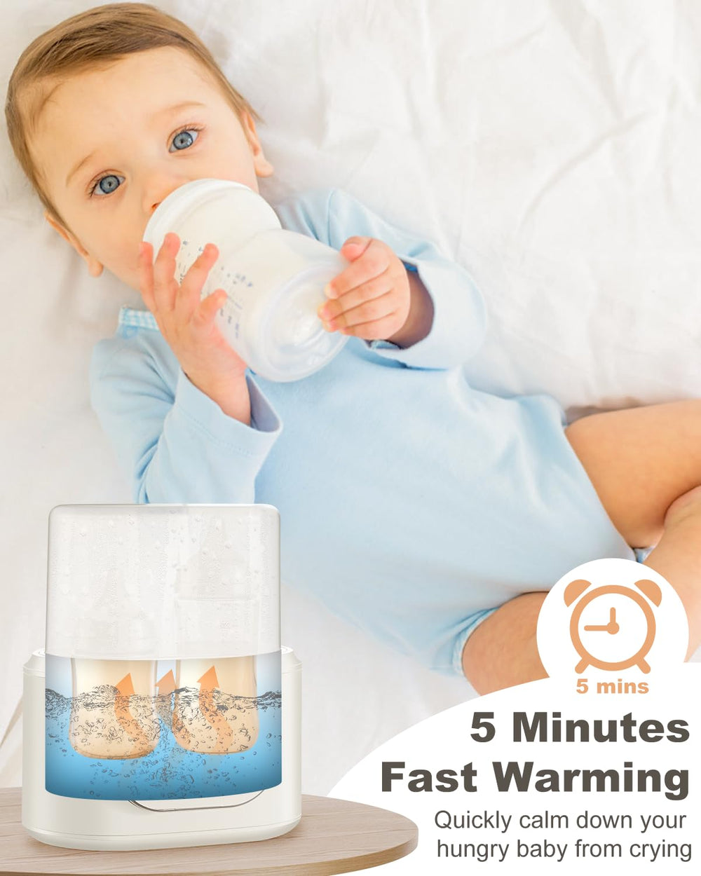 AMZBABYCHEF bottle warmer digital display highlights precise temp control for safe warming.