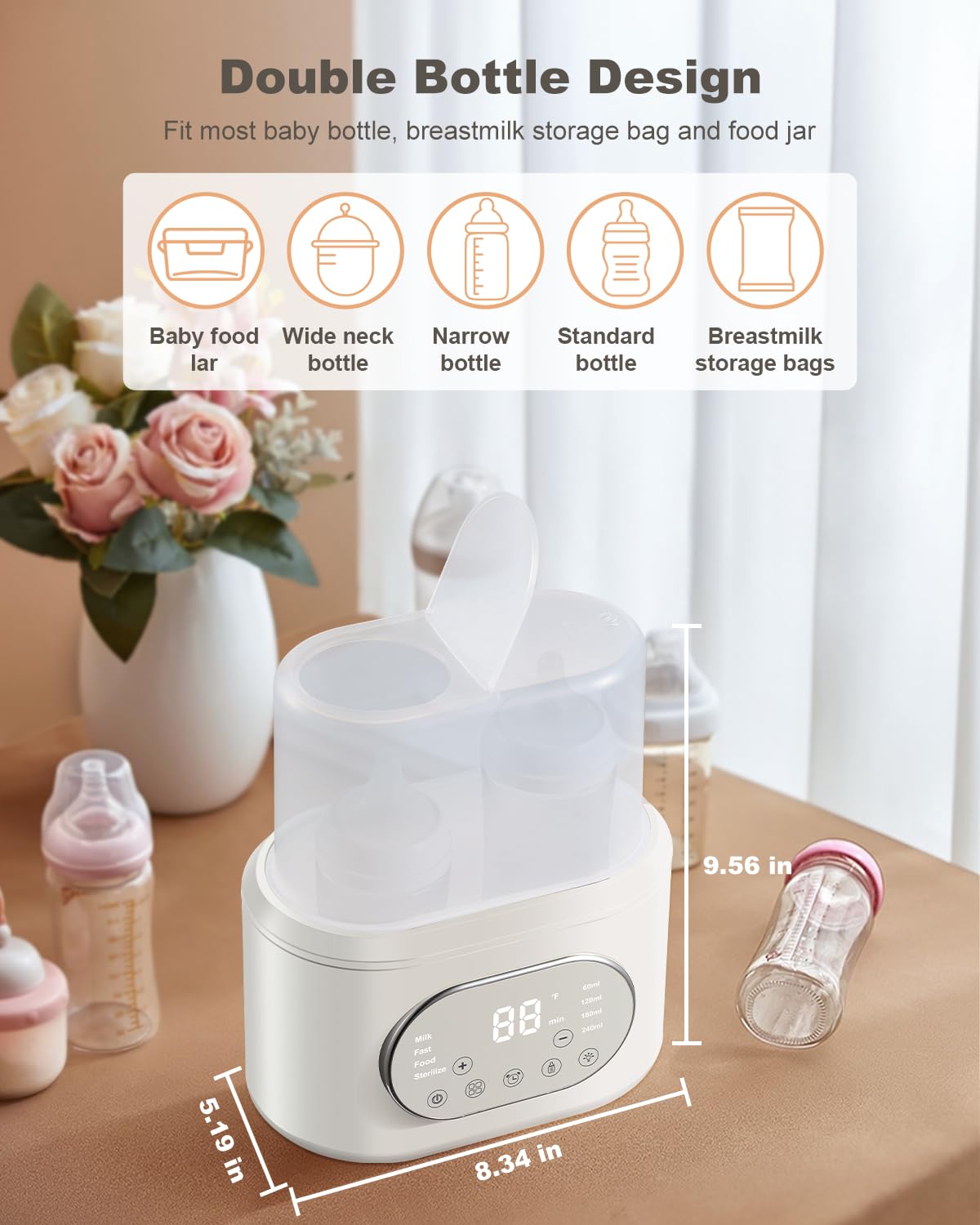 AMZBABYCHEF bottle warmer precise temp and quick steam support nutritious warming.