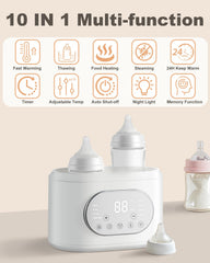 AMZBABYCHEF bottle warmer side panel demonstrates compact footprint for small nurseries.