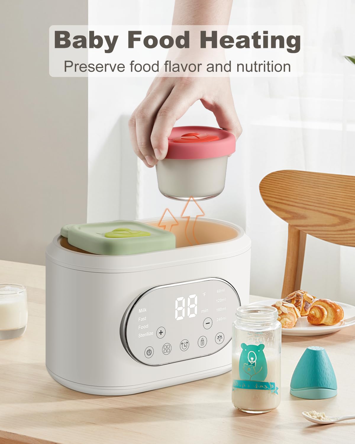 AMZBABYCHEF bottle warmer timer function helps schedule feeding without guesswork.