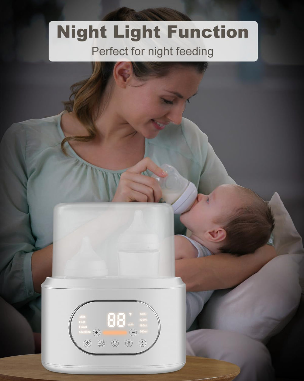 AMZBABYCHEF bottle warmer universal-fit design works with most bottle shapes.