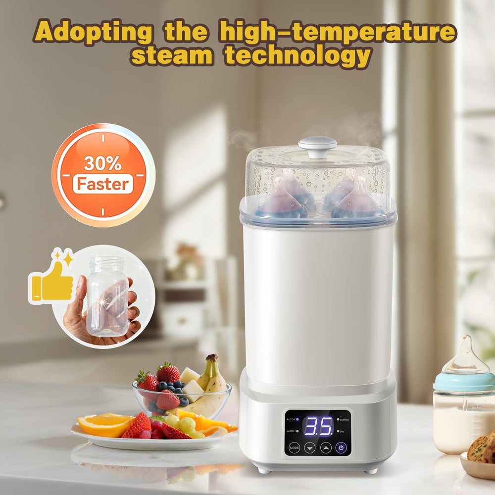 AMZBABYCHEF express-35min-dry-cycle image illustrates quick, ready-to-use bottles for busy mornings.