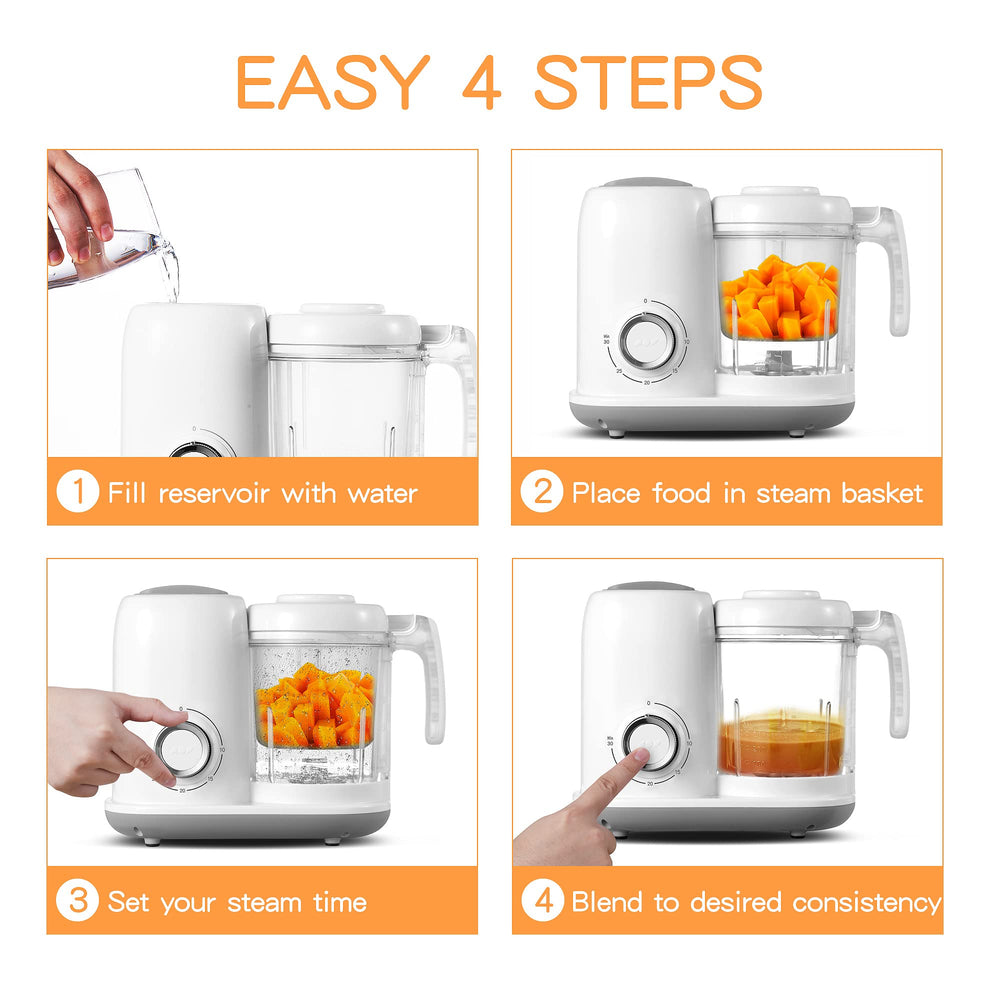 AMZBABYCHEF large capacity bowl enables batch prep, saving time for feeding.