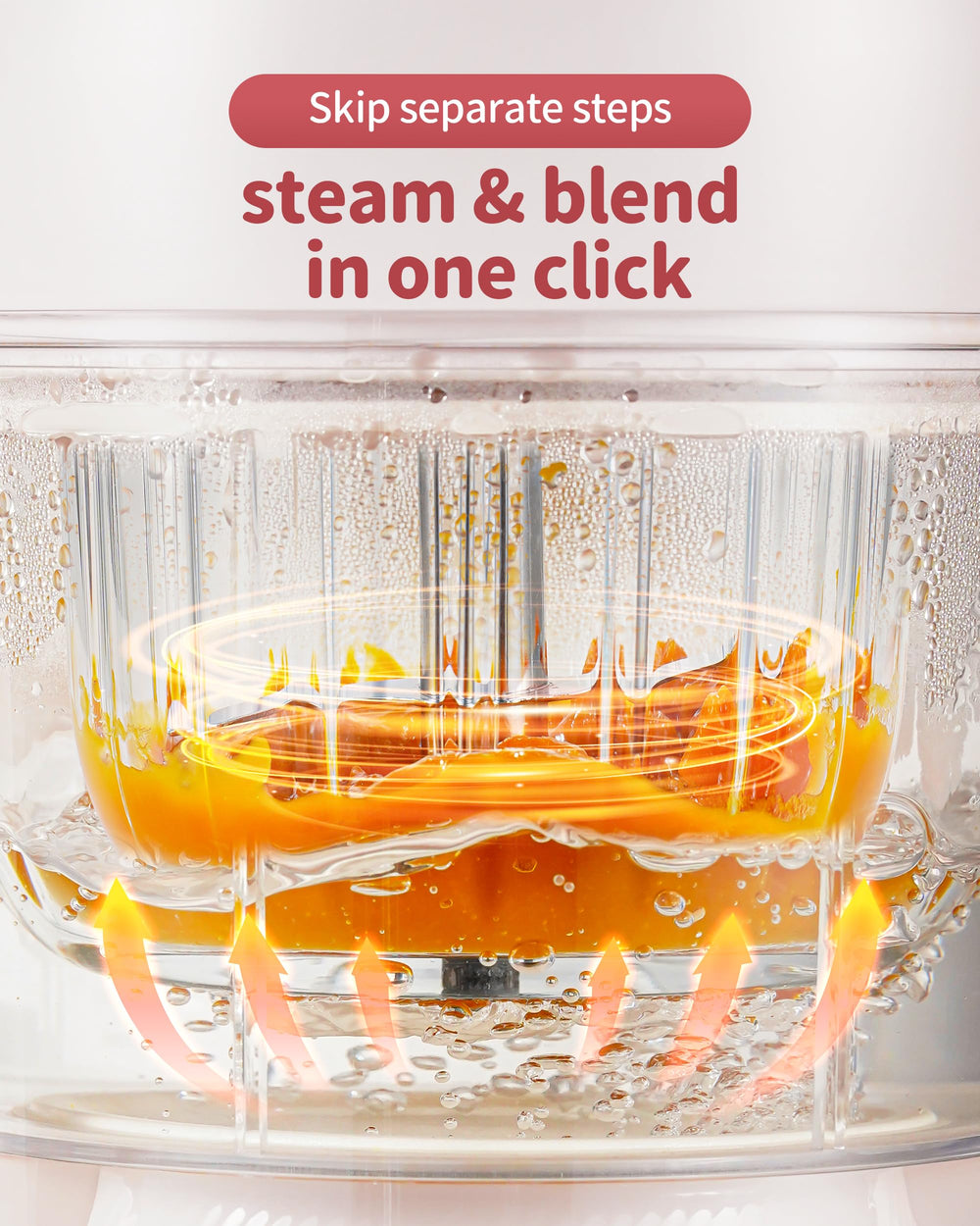 AMZCHEF baby food maker steam basket close-up highlights healthy prep.