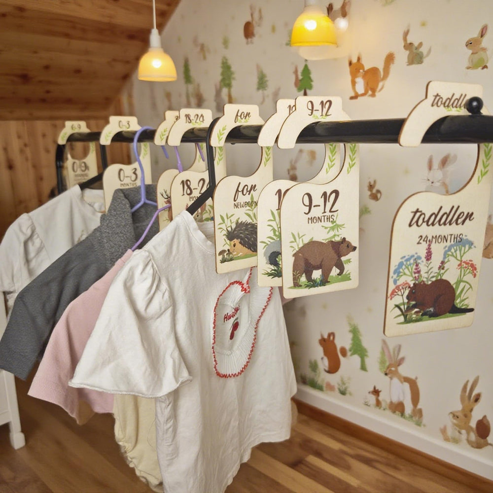 Ancydekor baby closet dividers in-use shot showing tidy shelves