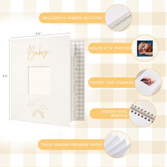 &And Per Se baby memory book uses premium 160gsm pages for rich photo notes.