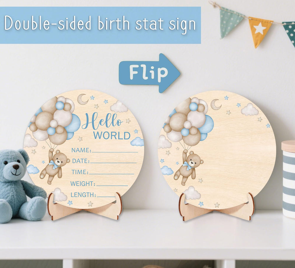 Andrain birth sign back panel showing customizable footprint area for memories.