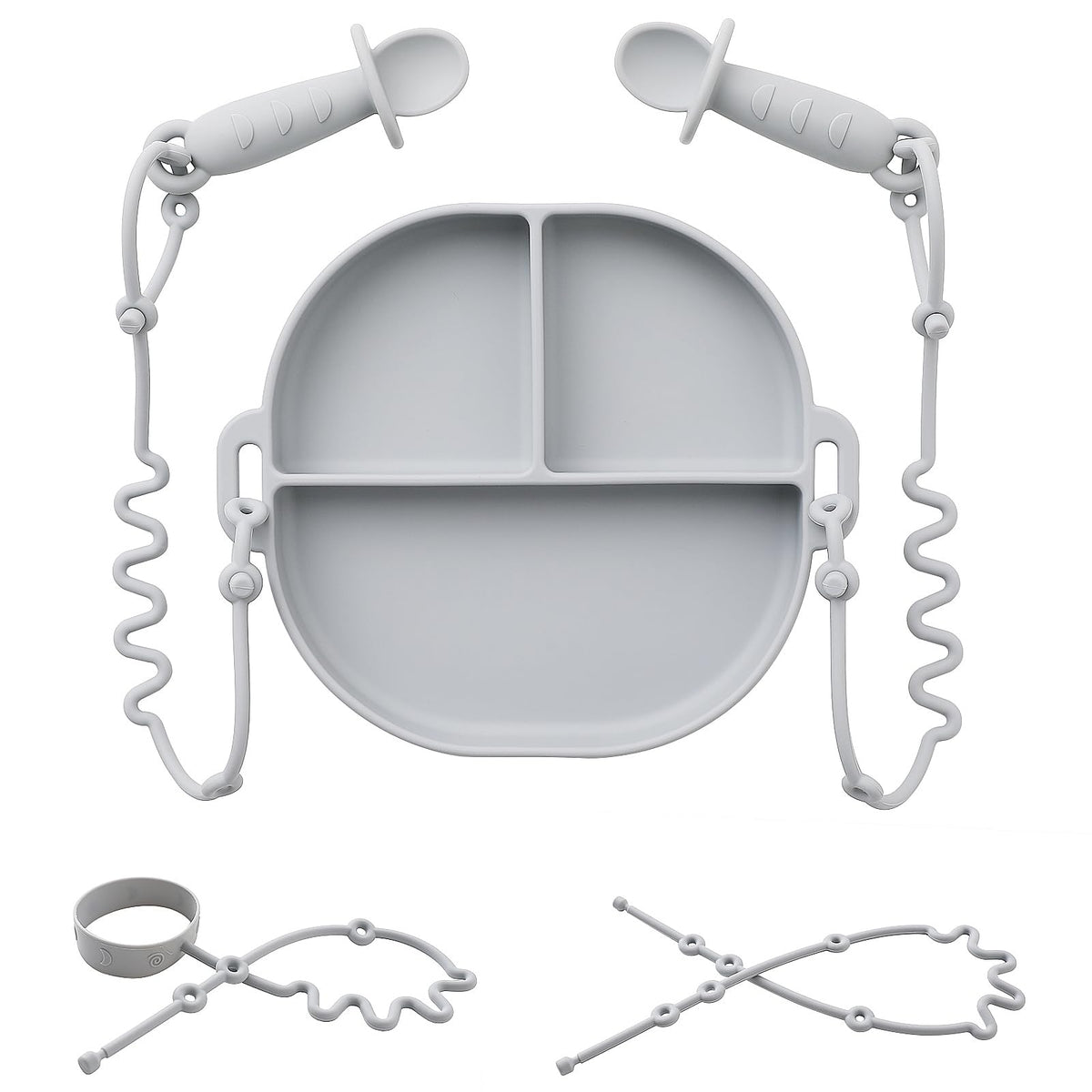 Andy Bear silicone plate with suction blue holds meals securely for mess-free feeding.