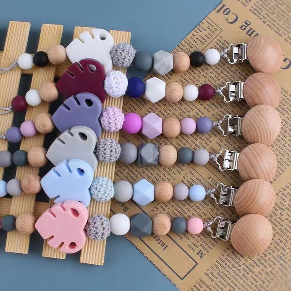 Anemeeoke beech wood pacifier suspender clip-diy-charm communicates customization potential.