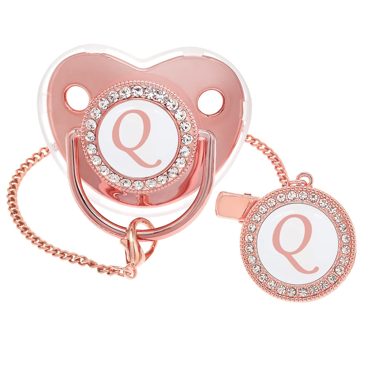 ANFENG bling pink baby pacifier with rhinestones provides stylish comfort and grip