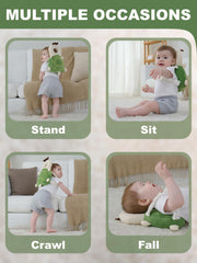 Anfrandce baby head protector backpack strap closeup demonstrates easy adjustability