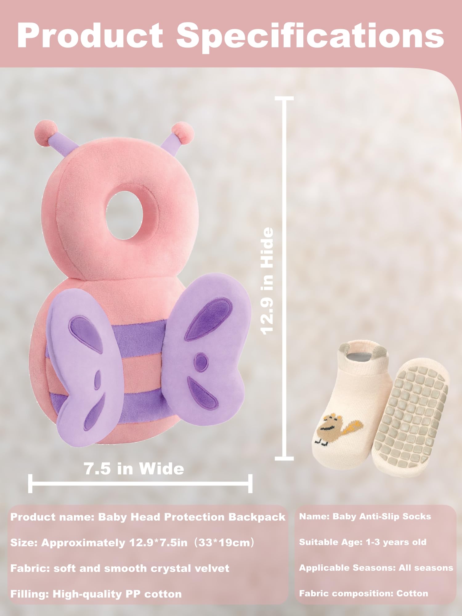 Anfrandce baby head protector worn by a toddler shows freedom of movement.