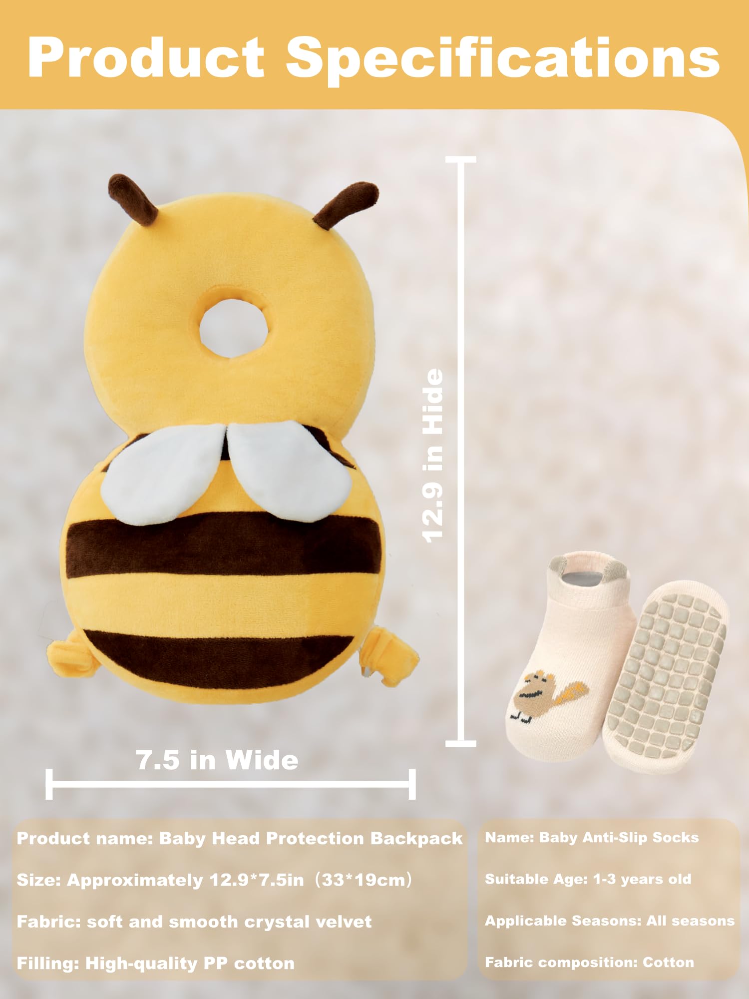 Anfrandce cartoon bee design close-up highlights playful look with head-protection function.