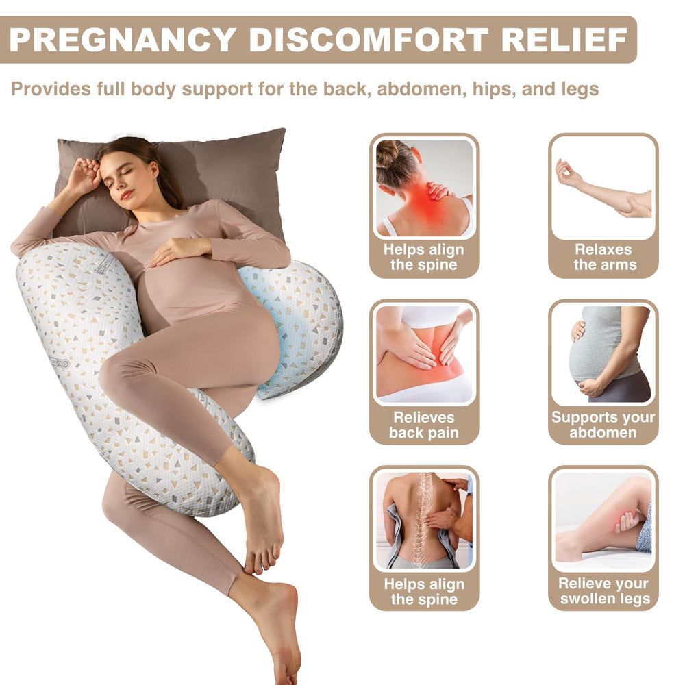 Anfrandce maternity pillow with ergonomic design supporting spine and posture
