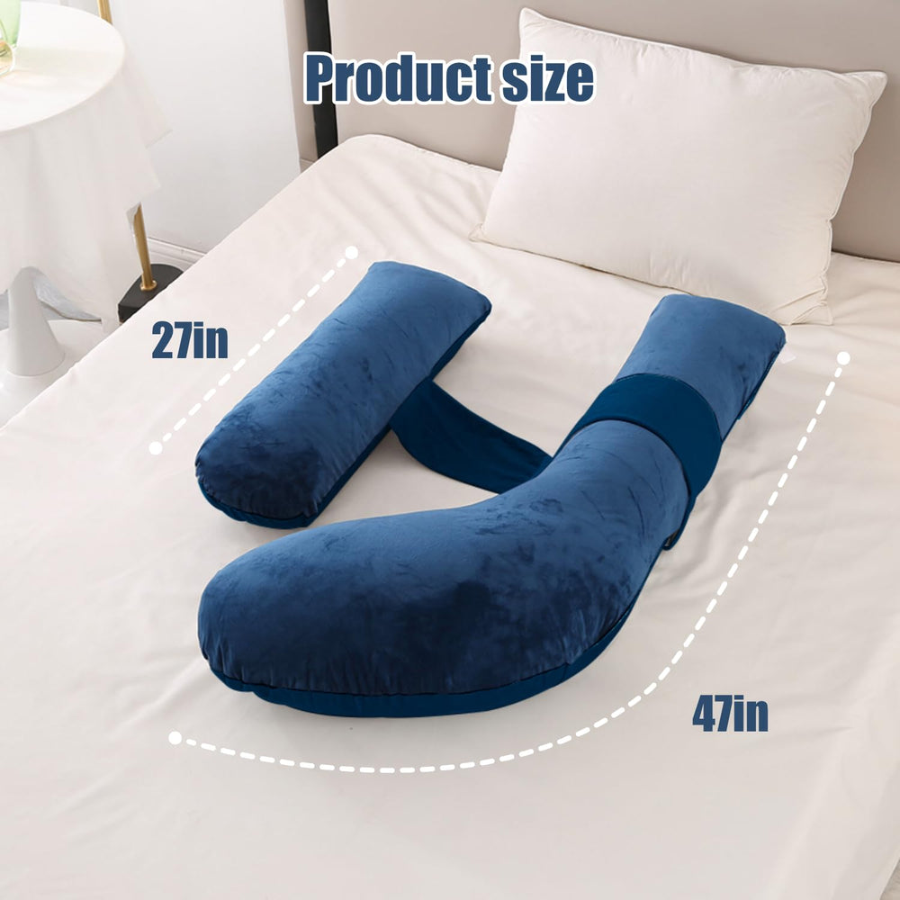 Anfrandce pregnancy pillow abdomen support use improves belly comfort.