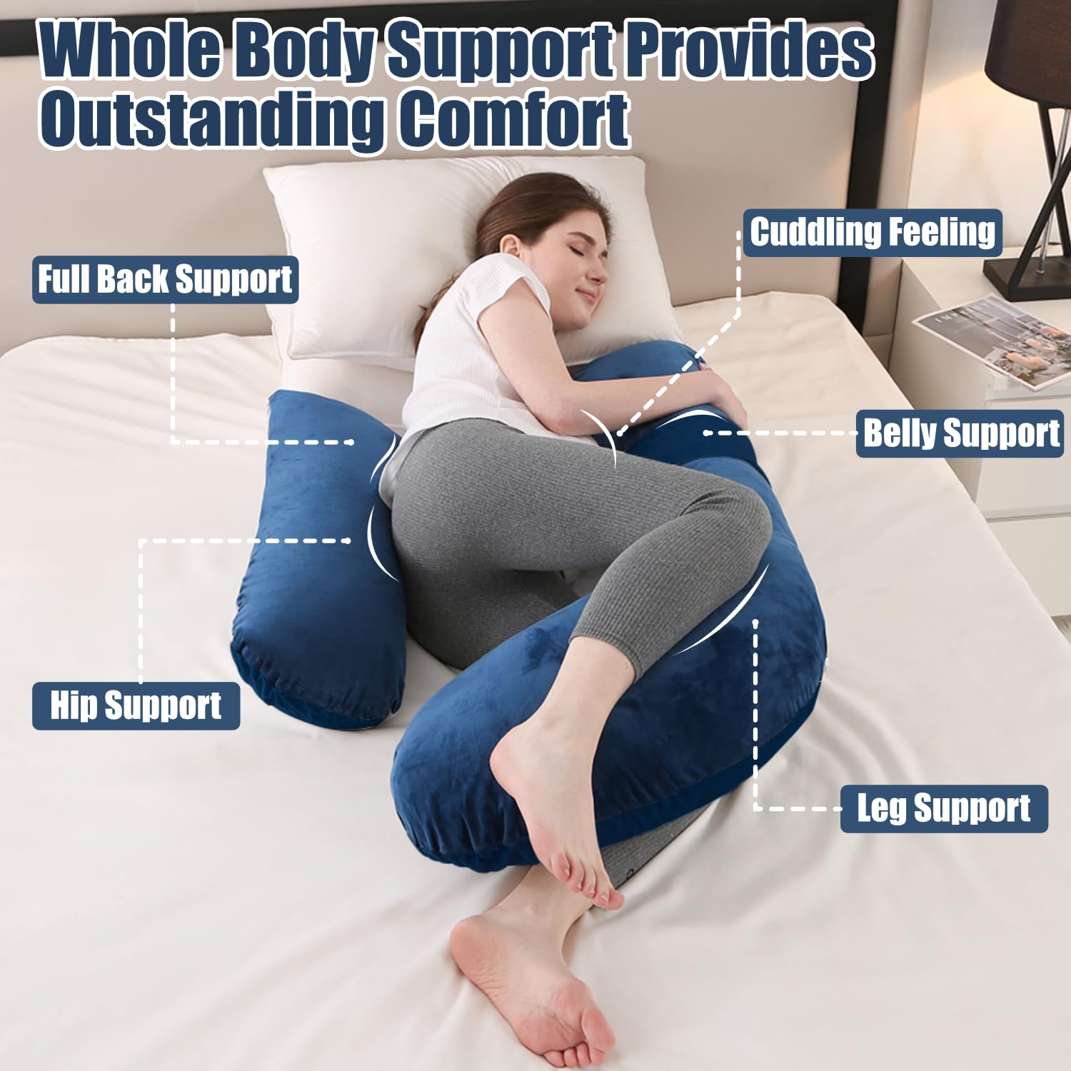 Anfrandce pregnancy pillow elastic filling adjustment for customizable comfort.