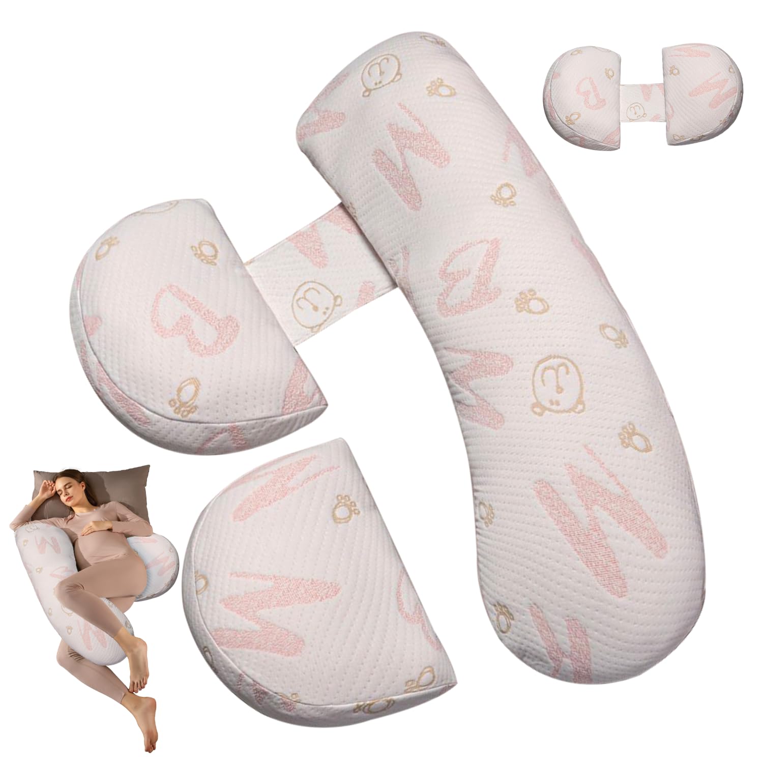 Anfrandce pregnancy pillow full-body support for aligned sleep and comfort.