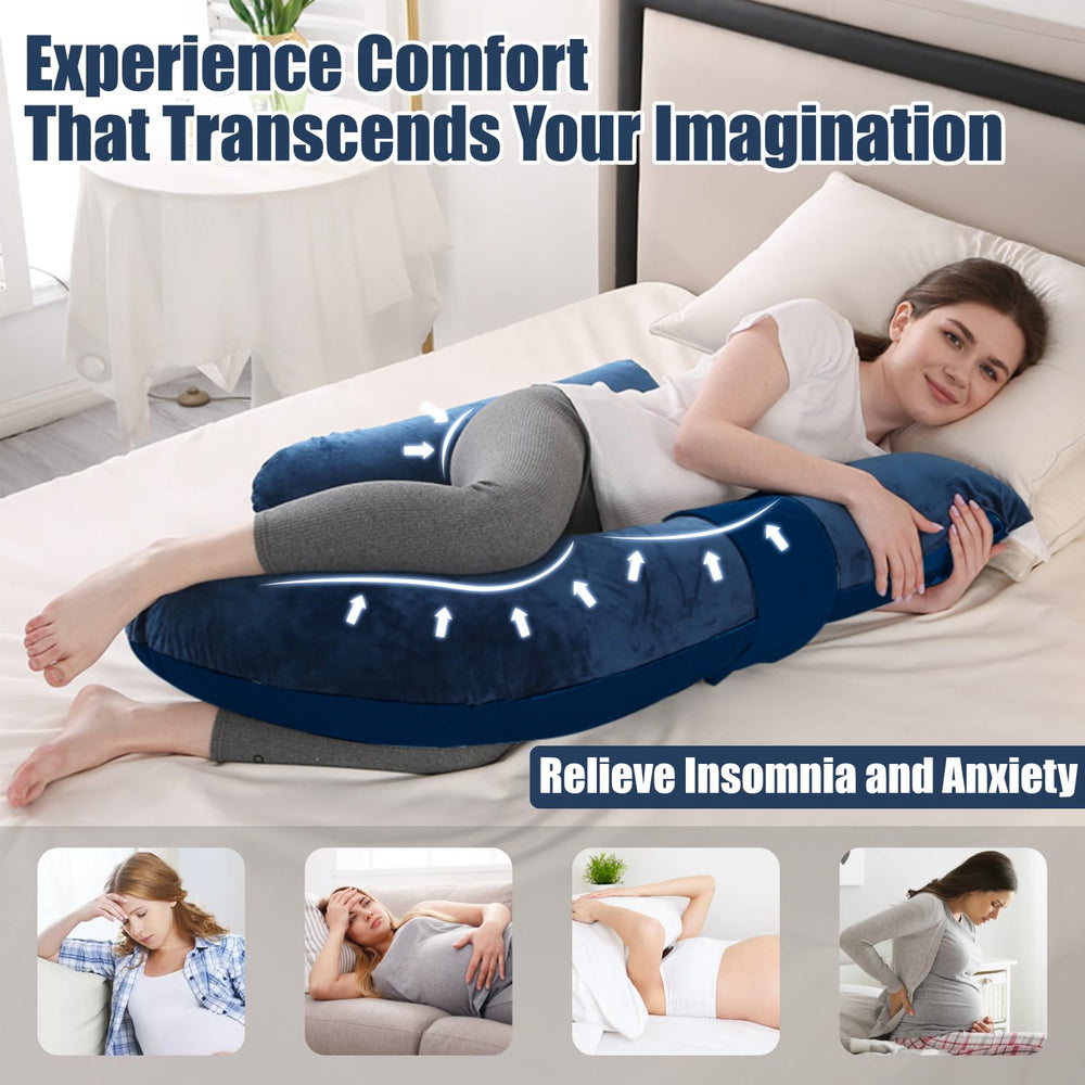 Anfrandce pregnancy pillow removable cover closeup highlights easy cleaning.