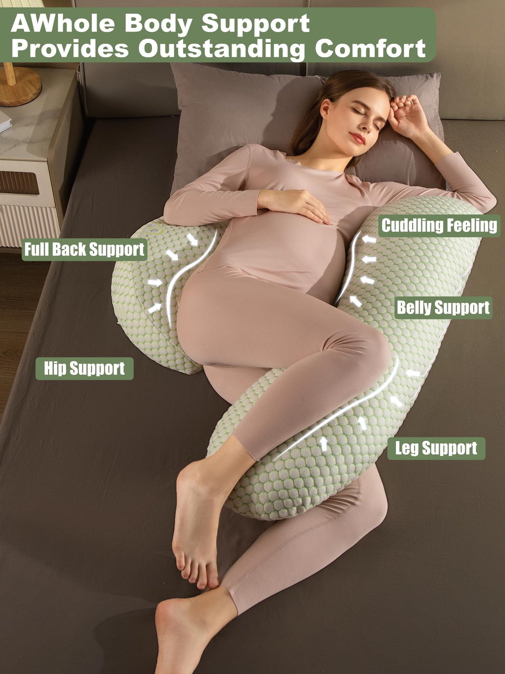 Anfrandce pregnancy pillow removable-cover enables easy cleaning for hygiene.