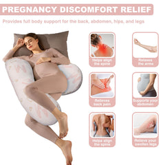 Anfrandce pregnancy pillow demonstrates side-sleep ergonomics for prenatal rest.