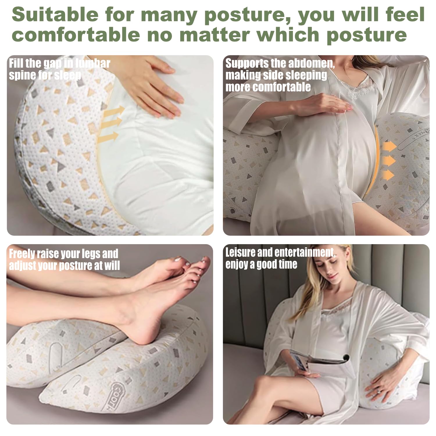 Anfrandce pregnancy pillow soft-velvet-fabric delivers luxurious touch and durable support.