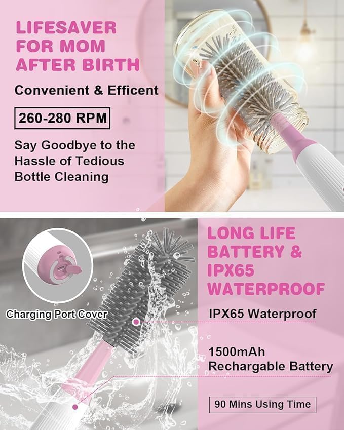 Angeland nipple brush with soft silicone bristles for safe nipple cleaning.