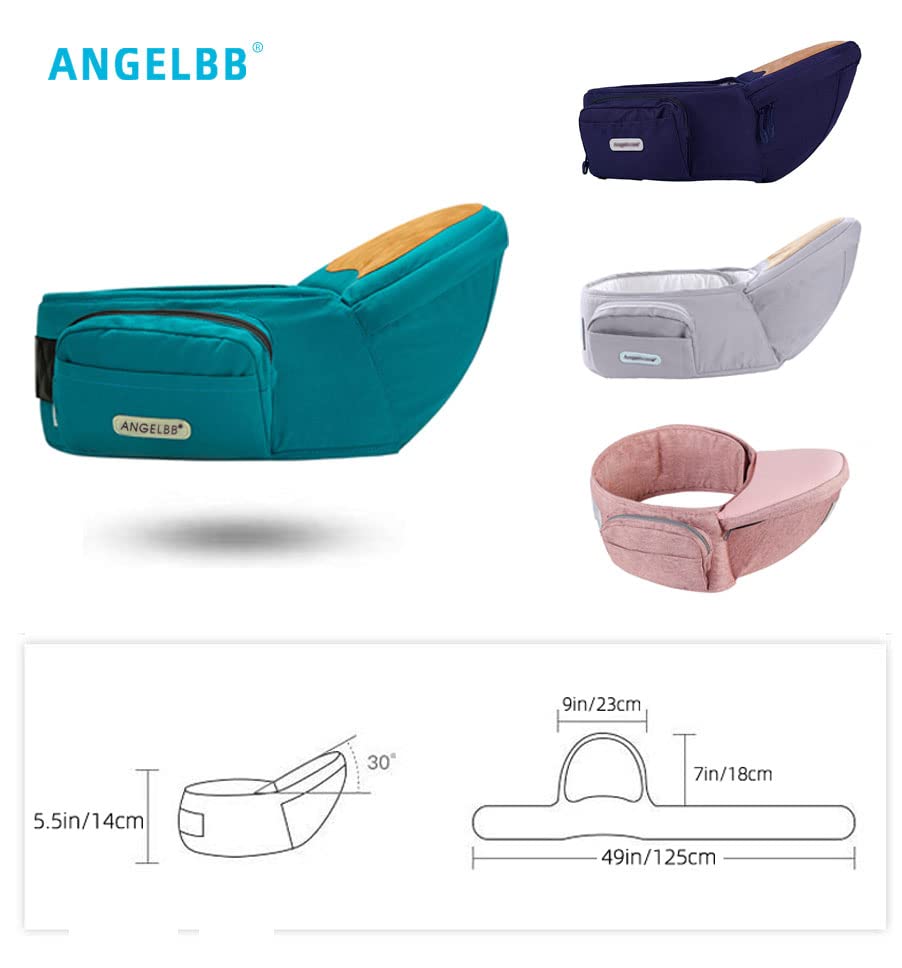 ANGELBB hip seat green closure system shows secure Velcro buckle for secure fit.