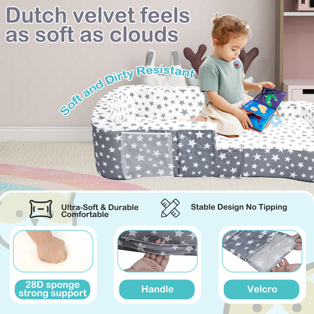 ANGELBECKE Toddler Bed soft Dutch velvet stars offer cozy snuggle feels.
