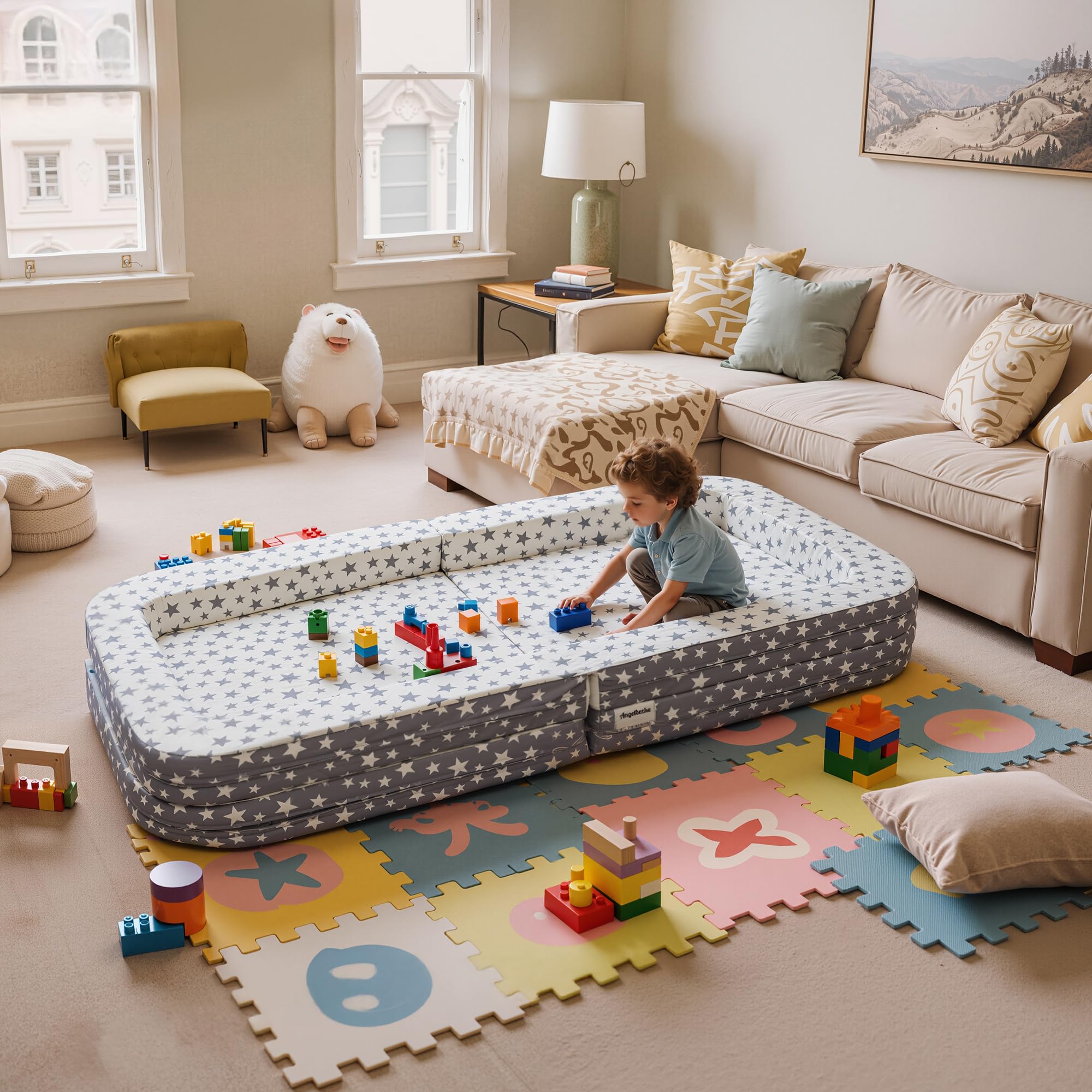 ANGELBECKE Toddler Travel Bed with carrying handles enables travel.